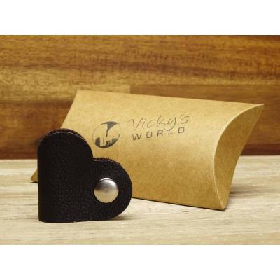 Leder Kabelbinder Herz Personalisierbar - 2er Set - Buffalo - Mocca - Vickys World - Kabel Organizer