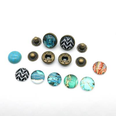 Druckknopf Rohling - Metalldruckknopf Rohling mit Cabochons - 2 Stück