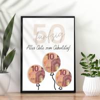 Geldgeschenk 50. Geburtstag zum selbst ausdrucken | Geschenkidee für Mann und Frau - Digitaler Download Bild 8