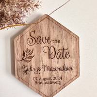 Save the Date Magnet aus Holz, originelle Karte zur Hochzeitsenladung, personalisiert Bild 4