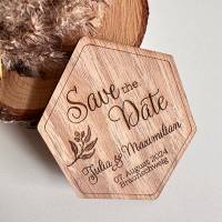 Save the Date Magnet aus Holz, originelle Karte zur Hochzeitsenladung, personalisiert Bild 5