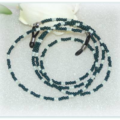 Brillenkette unisex, Brillenband tannengrünpetrol und softmintfarben, Sonnenbrillenband