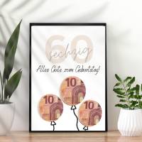 Geldgeschenk 60. Geburtstag zum selbst ausdrucken | Geschenkvorlage für Mann und Frau - Digitaler Download Bild 8