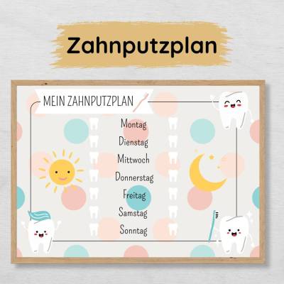 Zahnputzplan für Kinder zum Ausdrucken, Checkliste tägliches Zähne putzen