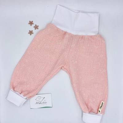 Pumphose, Größe  62 - 68, Mitwachshose, Musselin, rosa