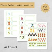 Zählübung für Kinder mit niedlichen Tieren, spielerisch Zahlen lernen von 1 bis 10 Bild 2