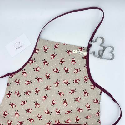 Kinderschürze, Kochschürze für Kinder, Backschürze für Jungen und Mädchen, Küchenschürze Weihnachtsmann 