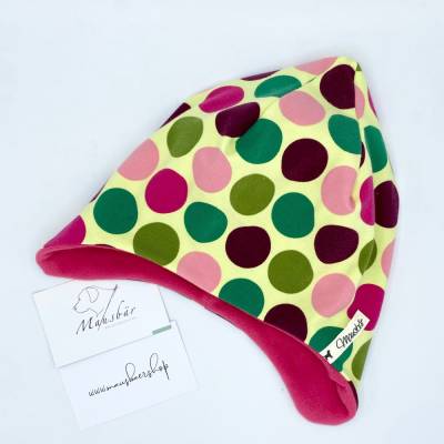Zipfelmütze, KU 47 - 50 cm, Zwergenmütze, Babymütze, bunte Punkte