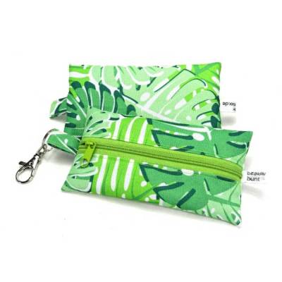 Täschchen TaTüTa grün Monstera Dschungel Outdoorstoff wasserfest, handmade by BuntMixxDESIGN 