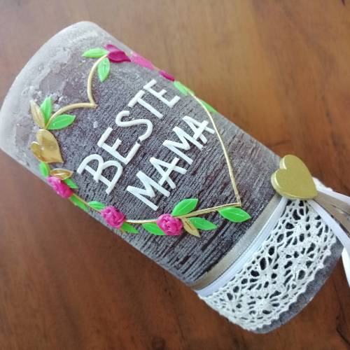 RUSTICA, VINTAGE-Look, SHABBY, Rustikal, Kerze Muttertag Muttertagkerze Muttertagskerze, keine Folie, Wachsbeschriftung,