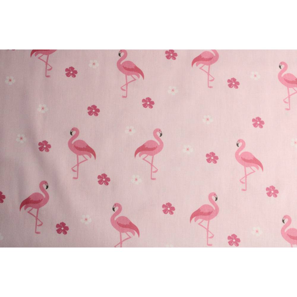 13,90 EUR/m Baumwollstoff Flamingo auf rosa Webware 100% Baumwolle