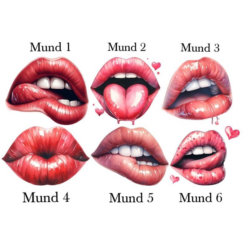 Glitzerdeals Bügelbild Lippen Strass - Roter Kussmund Für Textilien