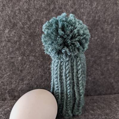 Süße Pudelmützen Eierwärmer aus Wolle dunkelgrün