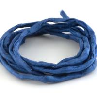Handgefärbtes Habotai-Seidenband Enzianblau ø3mm Seidenschnur 100% reine Seide Bild 1