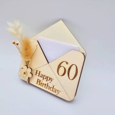Briefumschlag Holz | Geschenk zum Geburtstag | Holzumschlag | Runder Geburtstag | Wunscherfüller | Gutschein Karte 