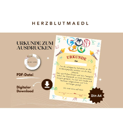 Kinderolympiade Urkunde - Perfektes Mitgebsel oder Auszeichnung für die Kinderparty |Kinderolympiade Spiele