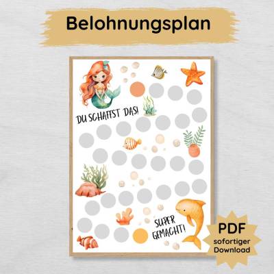 Meerjungfrau Belohnungsplan für Mädchen, Kinder Belohnungstafel zum Ausdrucken