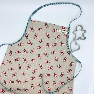 Kinderschürze, Kochschürze für Kinder, Backschürze für Jungen und Mädchen, Küchenschürze Weihnachtsmann 