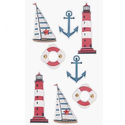 Aufkleber maritim, Sticker Meer, 3D Sticker, Karten Basteln, Sticker Leuchtturm, Aufkleber Anker, Sticker Nordsee, Stick