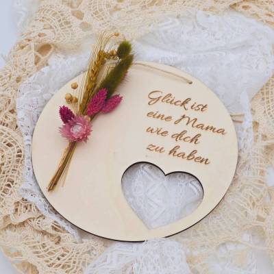 Mutter Tochter Geschenk | Dankeschön Mama | Glück ist eine Mama wie dich zu haben | Türkranz aus Trockenblumen 