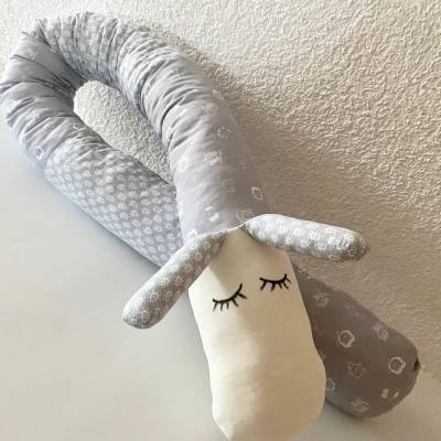 Puckschnecke – Bettschlange 160 cm - Nestchen für Babybett & Laufgitter, weich & schützend -handmade von Mausbär