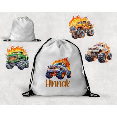 Monster Truck - Personalisiert - Tasche - Kindergarten - Wasserabweisend - Schule - Jungs - Geschenk