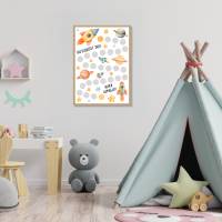 Weltraum Belohnungsplan für Kinder zum Ausdrucken, Weltall Belohnungstafel als Motivationshilfe Bild 3