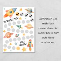 Weltraum Belohnungsplan für Kinder zum Ausdrucken, Weltall Belohnungstafel als Motivationshilfe Bild 4