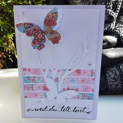 Schmetterlingskarte mit Spruch: weil du toll bist