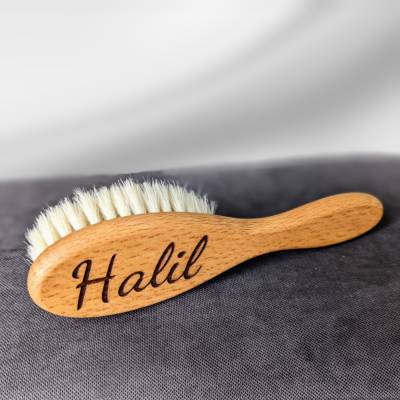 Babyhaarbürste mit Gravur für Neugeborene - Ein personalisiertes Geschenk zur Geburt und Taufe - Babybürste mit Namen