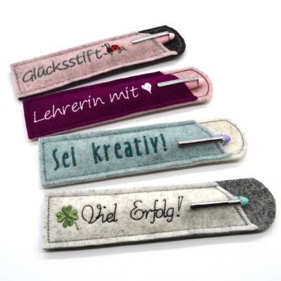 Stickdatei Etuis Stifteetui schmal für einen oder zwei Kugelschreiber 10 Varianten