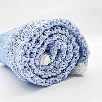 Baumwolldecke Baby Kleinkind Junge blau Babyboy Ausstattung Geburt Schwangerschaft Geschenk Babybesuch Taufe Farbverlauf