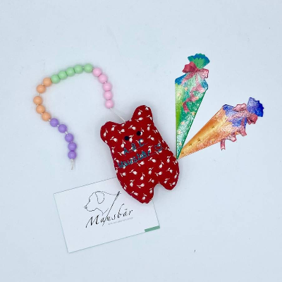 Schulmausbär, Glücksbringer, Taschenfreund, Rechenkette