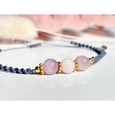 Makramee-Armband mit zarten rosa Kunzit-Perlen
