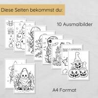 25 Halloween Rätselseiten und Ausmalbilder für Kinder zum Ausdrucken Bild 2