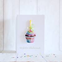 Geburtstag * Jubiläum * Glückwunsch * Glückwunschkarte * Grußkarte * Cupcake * Kerze Bild 1