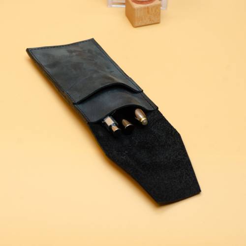 Monogramm-Federtasche. Bleistifthalter aus Leder.Leder Stifthülle. Personalisiertes Stifteetui. Monogram Stifteetui. Gra