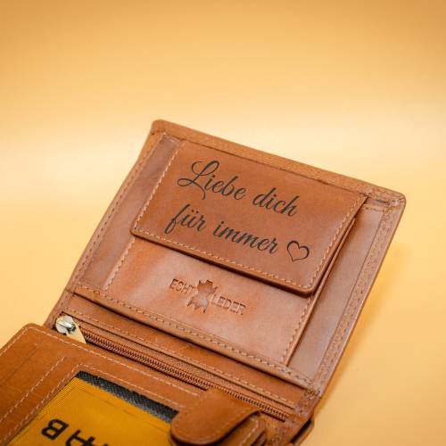 Geschenkidee Für Ihn: Personalisierte Geldbörse für Männer mit Gravur cir. 12x9,5cm. Monogrammed Brieftasche für Männer. Geschenke für Vater.