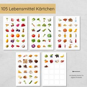 Einkaufsliste für Kinder mit 100+ Lebensmittel Lernkarten zum Ausdrucken, Einkaufsplaner Bild 4