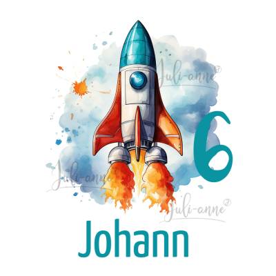 Bügelbild GEBURTSTAG SPACE - Rakete