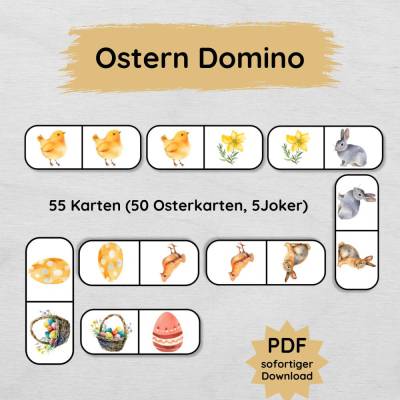 Ostern Domino Spiel für Kinder zum Ausdrucken, kreatives Lernspiel zum Osterfest