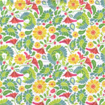 20 Lunchservietten Blumentraum, mit Blumenranken, Blumen und Blüten in sommerlichen Farben