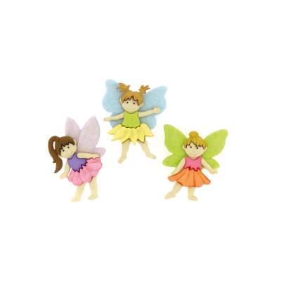 Knopf Flower Fairies 3 Stück bunt Kunststoffknöpfe