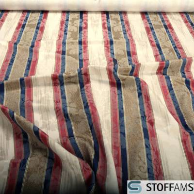 Stoff Baumwolle Polyester Jacquard Barock Streifen blau gold rot Polster Vorhang