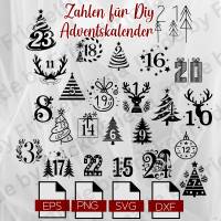 Adventskalenderzahlen 1-24 Plotterdatei Diy Kalender Zahlen Download Bild 1