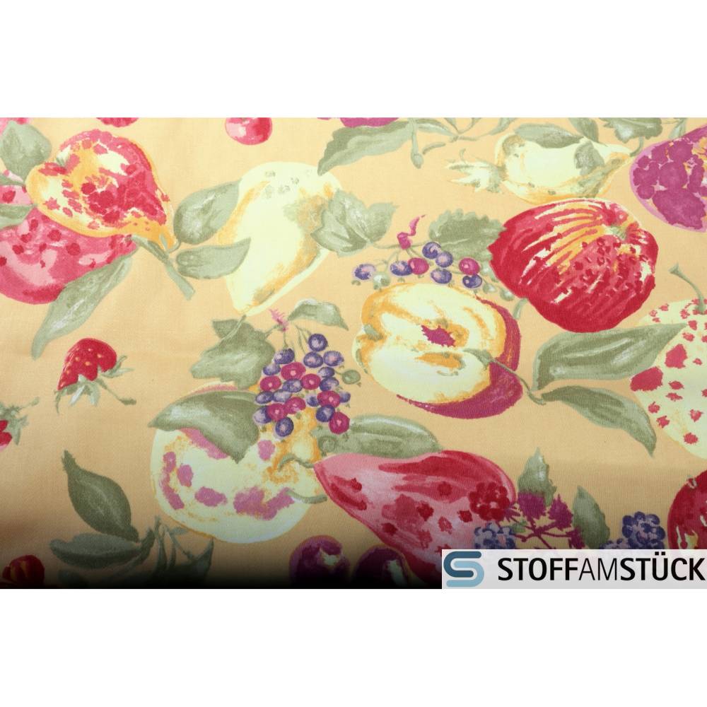Stoff Baumwolle Stoff Jersey Apfel Stoff Baumwolle Satin Gelb Obst