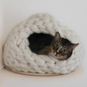 Katzenhöhle | Katzenbett | Katzenkorb | Katzenkörbchen | Katzenhaus aus 100% Biobaumwolle Bild 2
