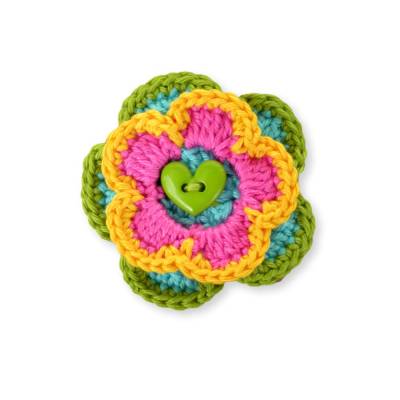 Blume, Häkelapplikation, Häkelblume, Applikation, Aufnäher, Häkelbild