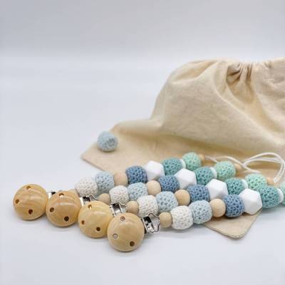 Schnullerkette Baby Geschenkidee Babybesuch Babyparty Geschenk Schwangerschaft Junge blau mint grün Babyboy Unikat