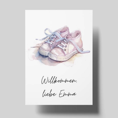 Karte zur Geburt - Personalisierbar - Willkommen, liebe ... - Glückwunschkarte Baby - Grußkarte Eltern